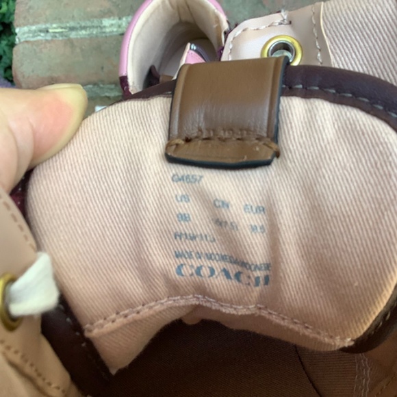 COACH High Top Sneakers C220 Tweed Oxblood/True Pink SZ 9 - Picture 13 of 15